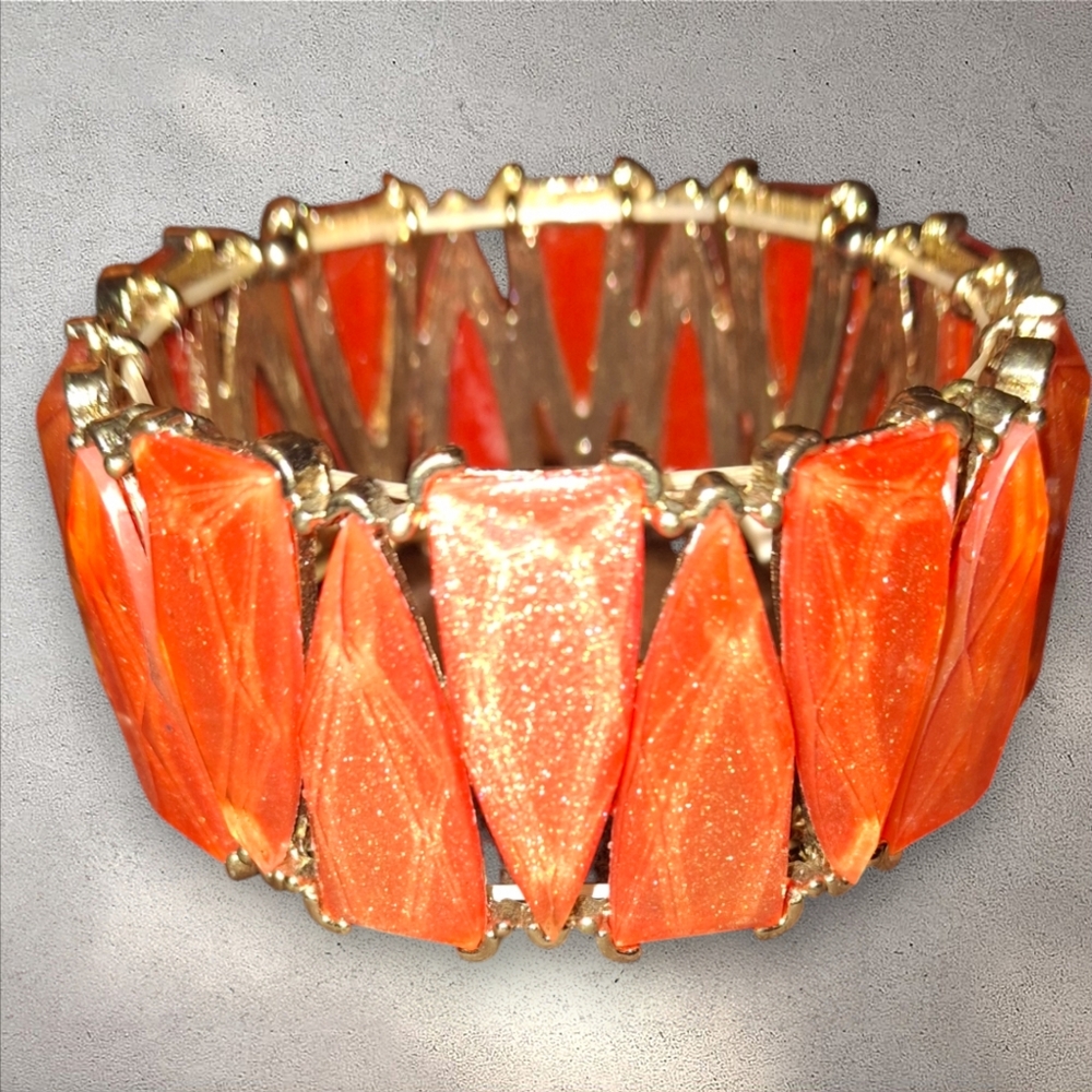 NWT coral orange shimmery stretch bracelet apricot lane boutique